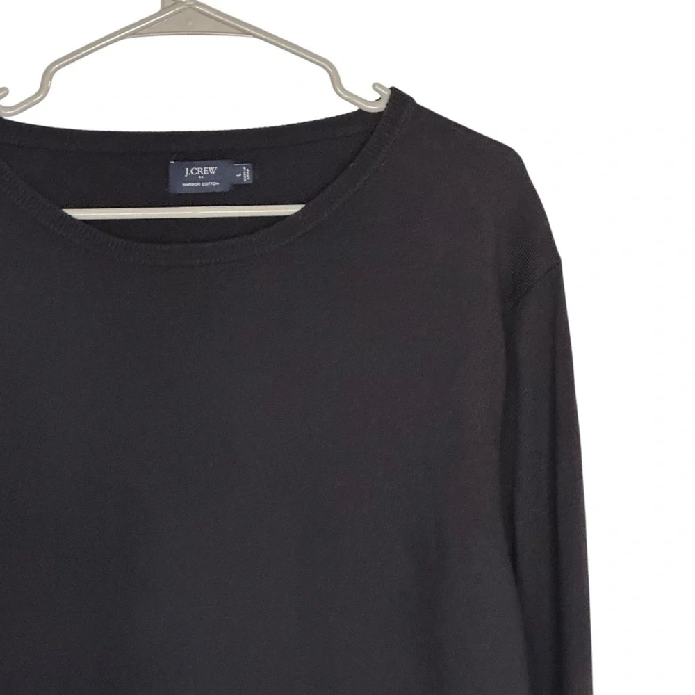 J Crew Fact Large Black Harbor Cotton Cotton/Nylon/Merino Wool Crew Neck Sweater